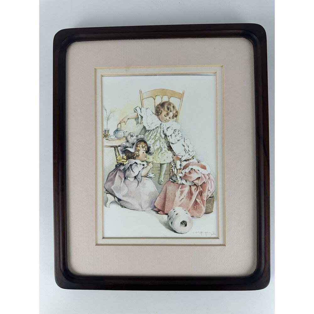 Maud Humphrey Bogart Framed Matted Little Grown Ups Hamilton Gifts Art Print VTG
